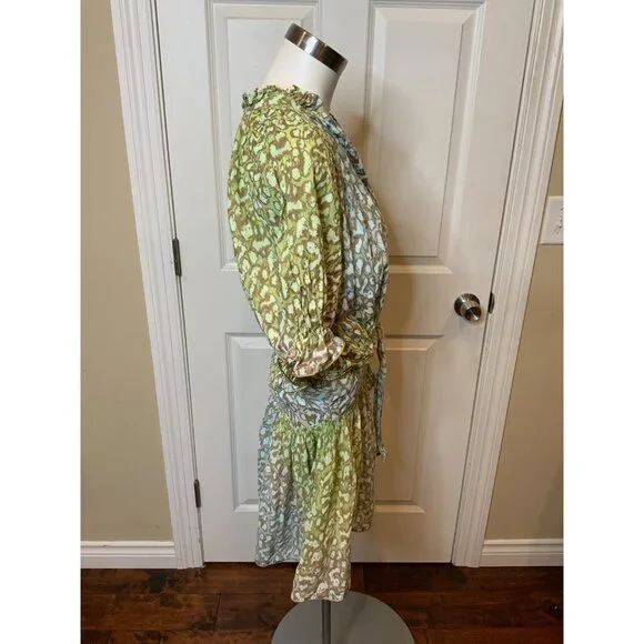 Juliet Dunn London Green Brown Tie Dye Blouson Mini Dress, Size Small (1) -  www.disolcolor.com